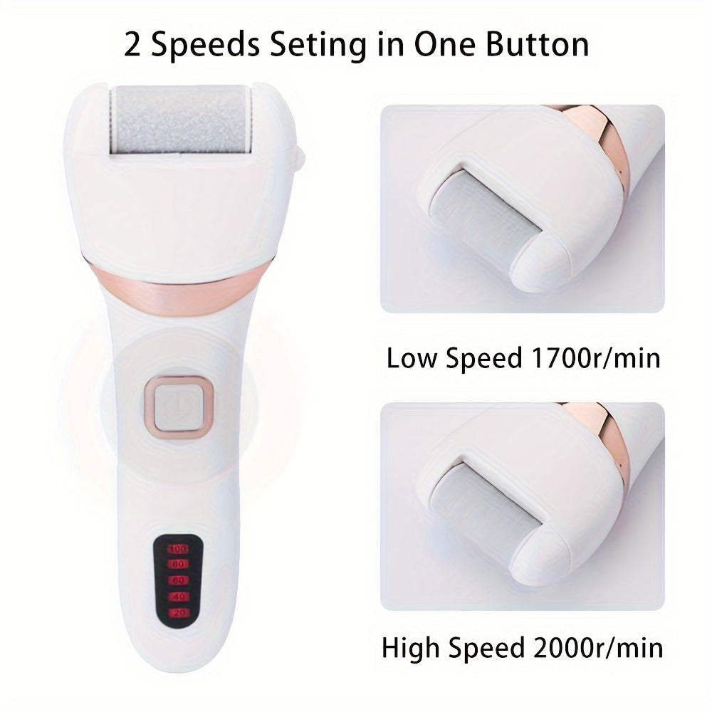Rechargeable Electric Foot File & Callus Remover | Professional Pedicure Kit | 3 Rollers for Dead Skin & Cracked Heels
