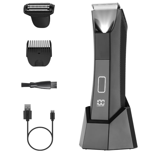 2-in-1 Precision Body Groomer – Waterproof Cordless Trimmer with LED Display & Guard Comb