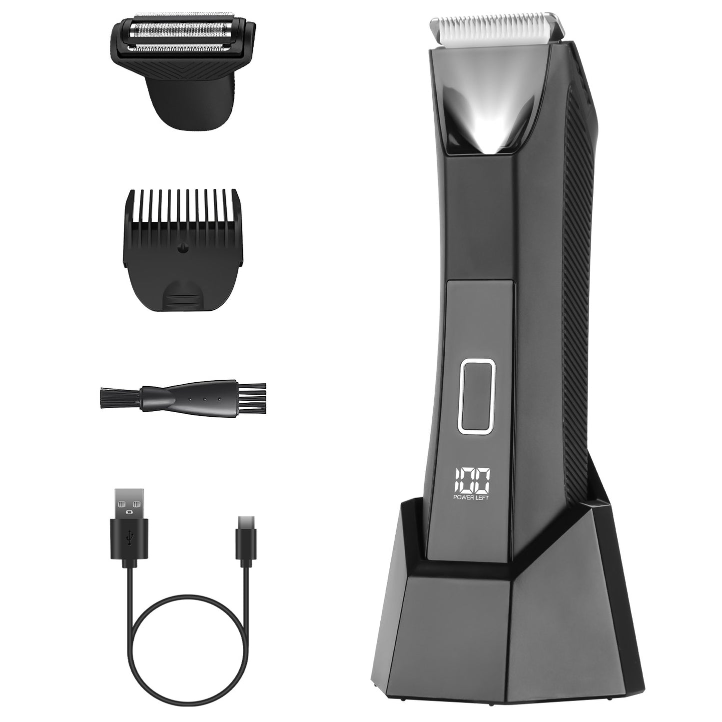 2-in-1 Precision Body Groomer – Waterproof Cordless Trimmer with LED Display & Guard Comb