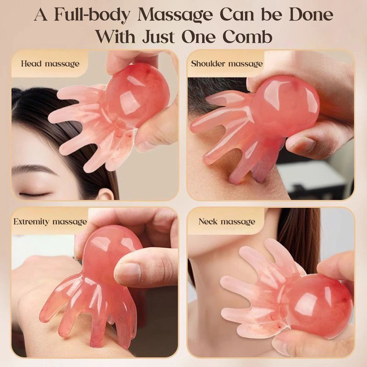 Octopus Scalp Massager Comb | Acupressure & Gua Sha Tool for Stress, Headache & Hair Growth