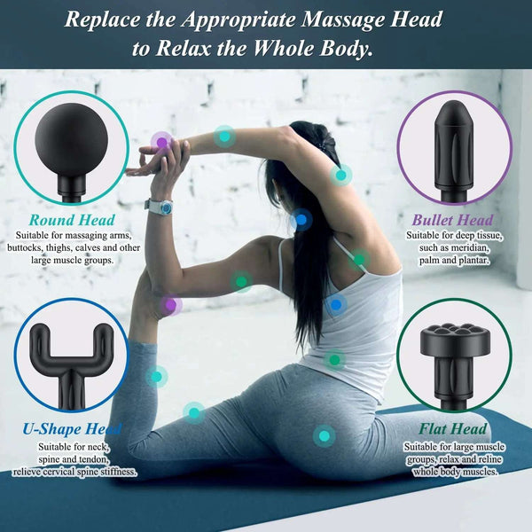 Mini Massage Gun with 6 Speeds and 4 Heads