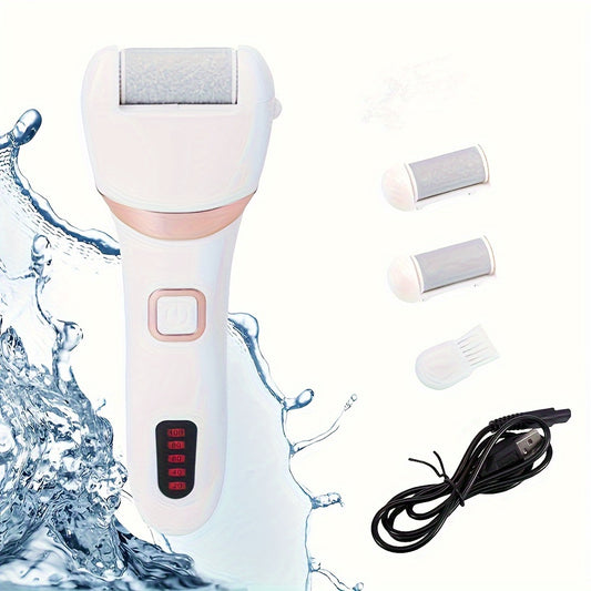 Rechargeable Electric Foot File & Callus Remover | Professional Pedicure Kit | 3 Rollers for Dead Skin & Cracked Heels