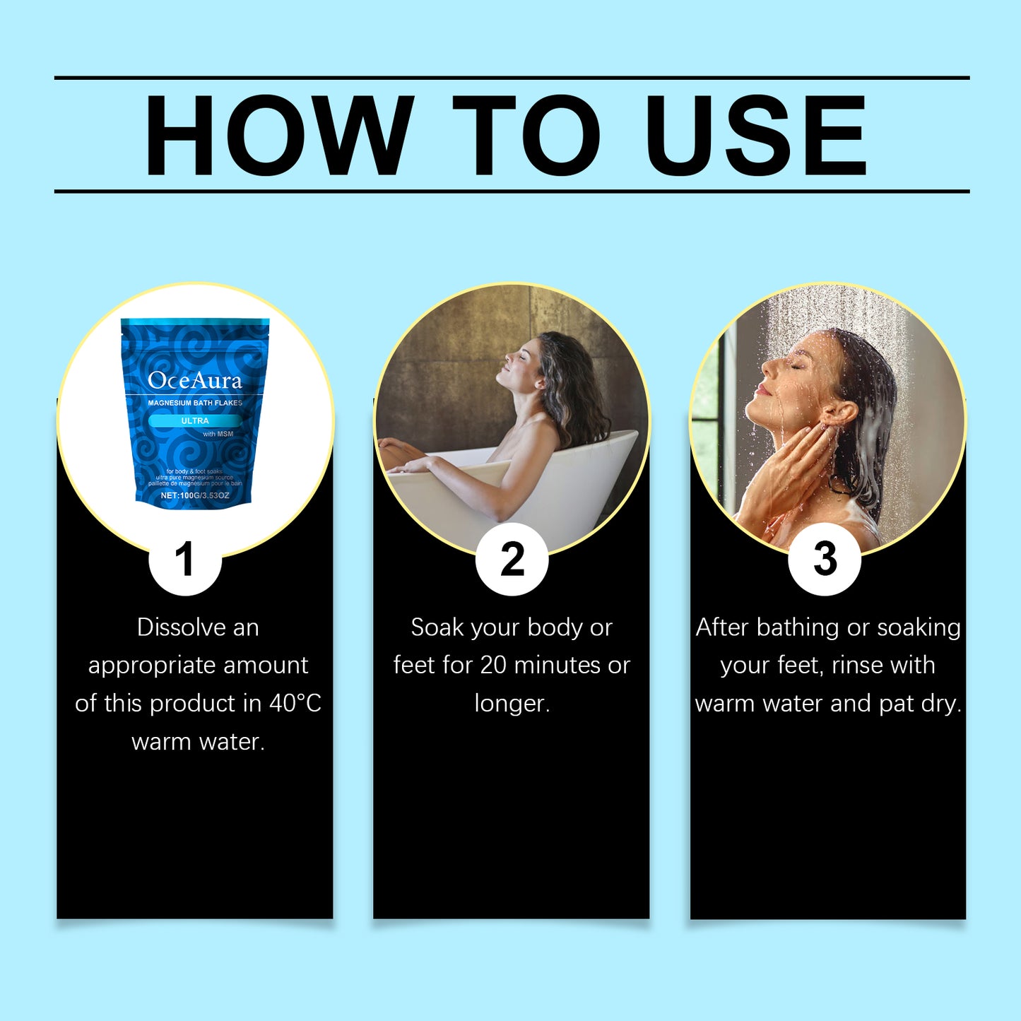 OceAura Magnesium Bath Salts | Daily Cleansing, Nourishing & Discomfort Relief